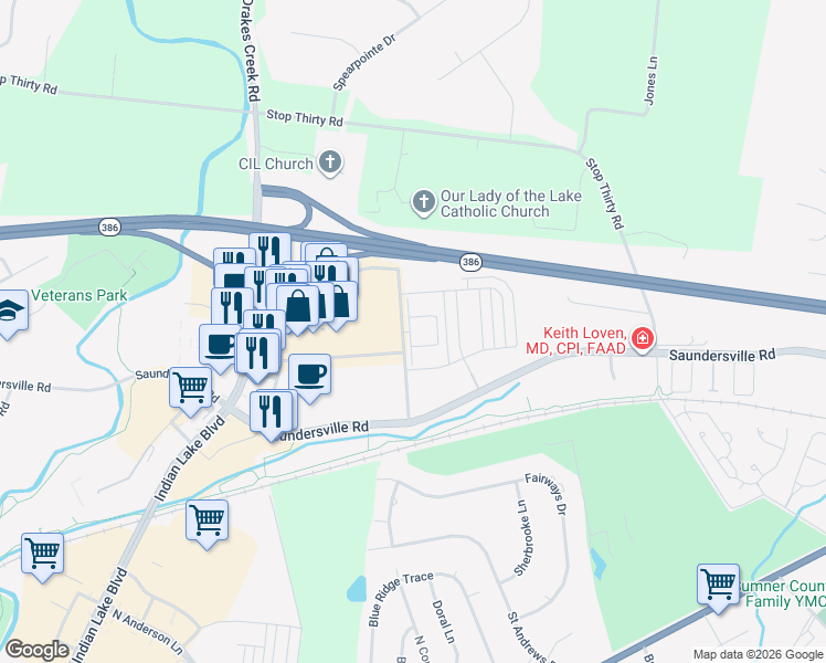 map of restaurants, bars, coffee shops, grocery stores, and more near 120 Cinema Drive in Hendersonville