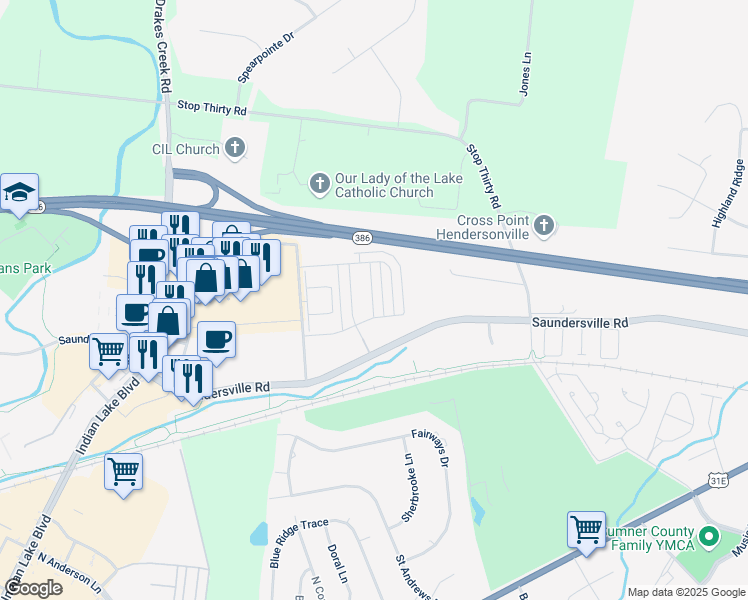 map of restaurants, bars, coffee shops, grocery stores, and more near 124 Benjamin Lane in Hendersonville