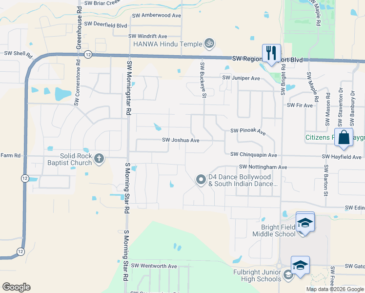 map of restaurants, bars, coffee shops, grocery stores, and more near 4300 Southwest Lilly Street in Bentonville