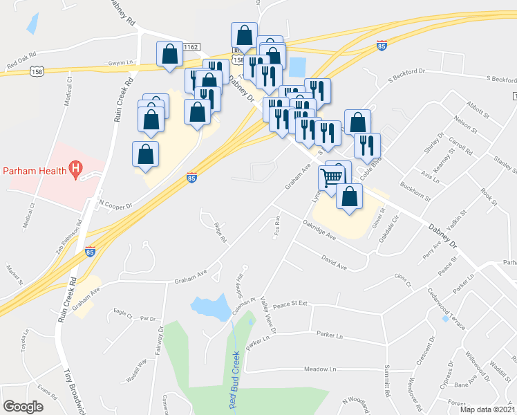 map of restaurants, bars, coffee shops, grocery stores, and more near 1608 Graham Avenue in Henderson