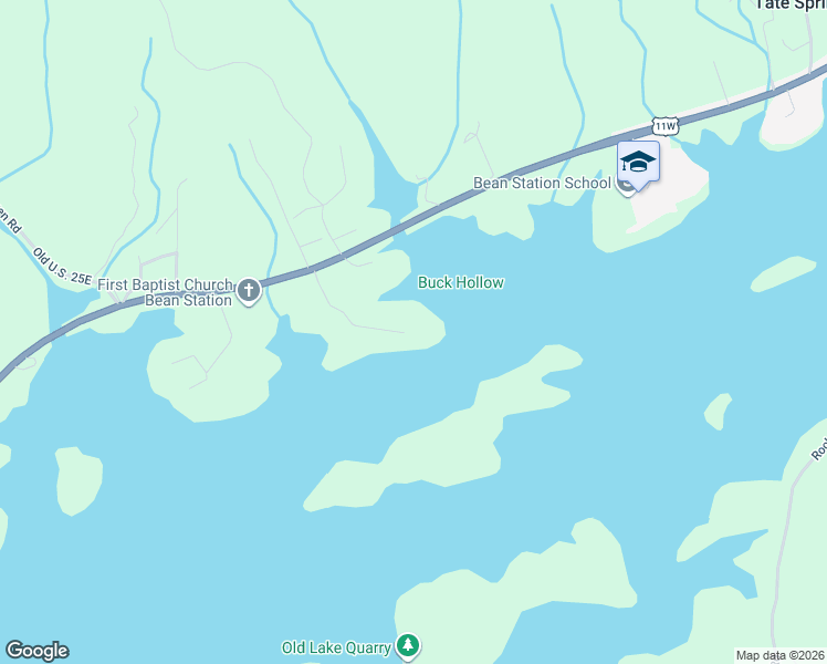 map of restaurants, bars, coffee shops, grocery stores, and more near 656 Bluewater Way in Bean Station