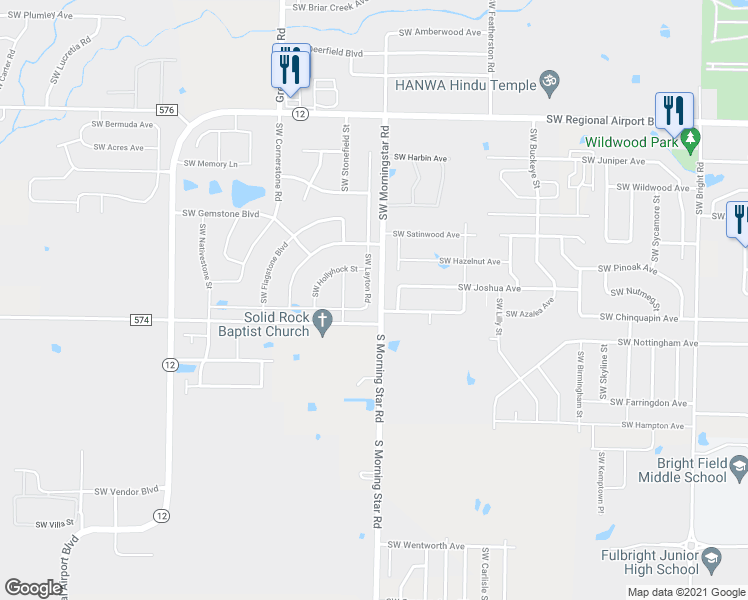 map of restaurants, bars, coffee shops, grocery stores, and more near 4302 Southwest Boxelder Street in Bentonville