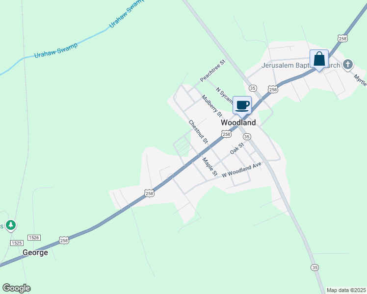 map of restaurants, bars, coffee shops, grocery stores, and more near in Woodland