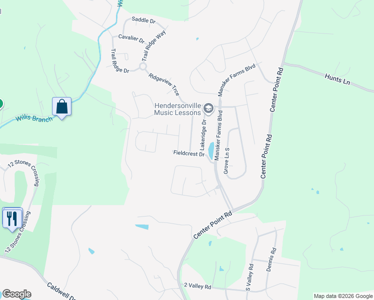 map of restaurants, bars, coffee shops, grocery stores, and more near 101 Stonehollow Way in Hendersonville