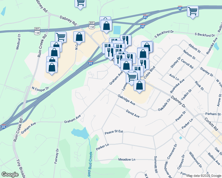 map of restaurants, bars, coffee shops, grocery stores, and more near 1587 Graham Avenue in Henderson