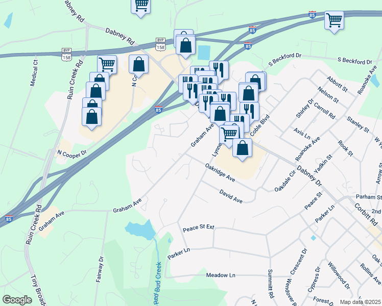 map of restaurants, bars, coffee shops, grocery stores, and more near 1587 Graham Avenue in Henderson