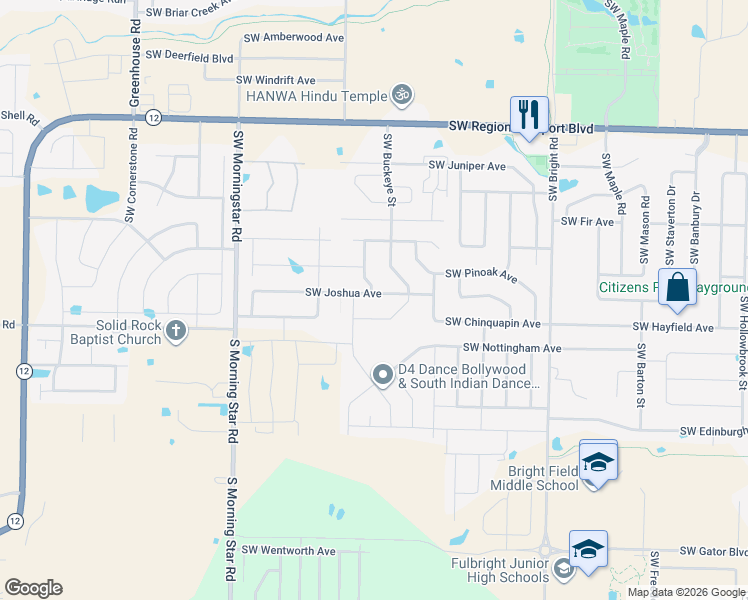 map of restaurants, bars, coffee shops, grocery stores, and more near 2701 Southwest Joshua Avenue in Bentonville