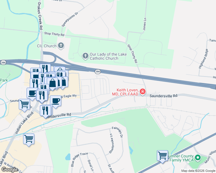map of restaurants, bars, coffee shops, grocery stores, and more near 334 Cornelius Way in Hendersonville