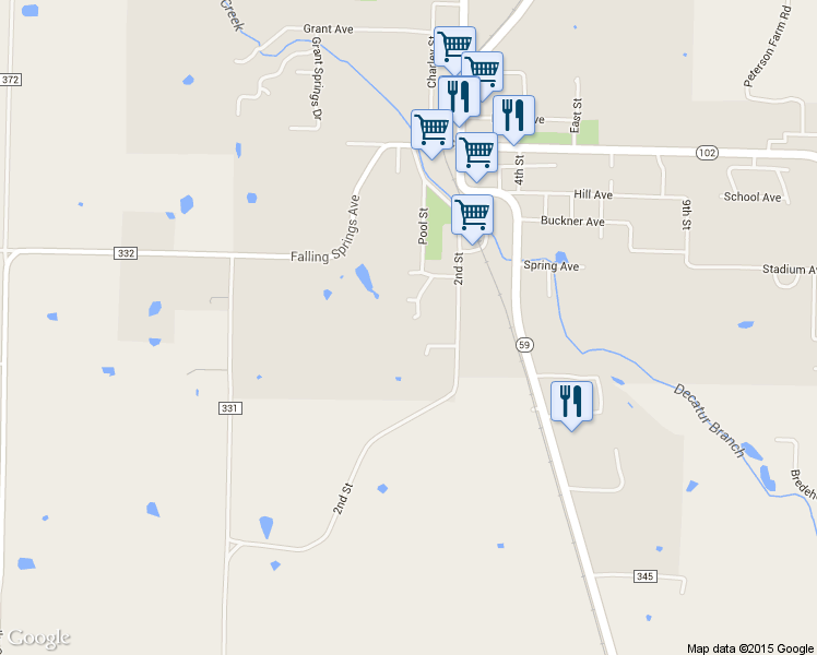 map of restaurants, bars, coffee shops, grocery stores, and more near 722 Park Street in Decatur