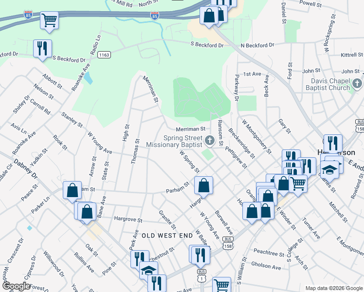 map of restaurants, bars, coffee shops, grocery stores, and more near 815 Spring Court in Henderson