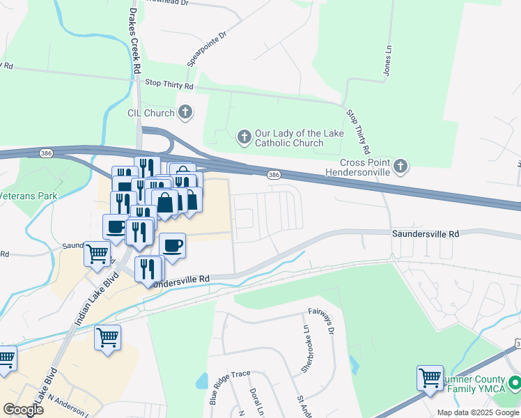 map of restaurants, bars, coffee shops, grocery stores, and more near 153 Ashcrest Point in Hendersonville