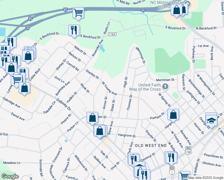 map of restaurants, bars, coffee shops, grocery stores, and more near 1000 West Young Avenue in Henderson