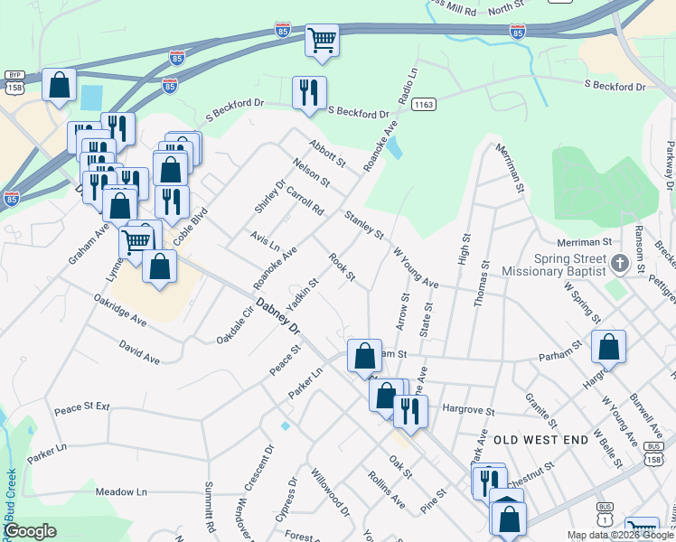 map of restaurants, bars, coffee shops, grocery stores, and more near 742 Rook Street in Henderson