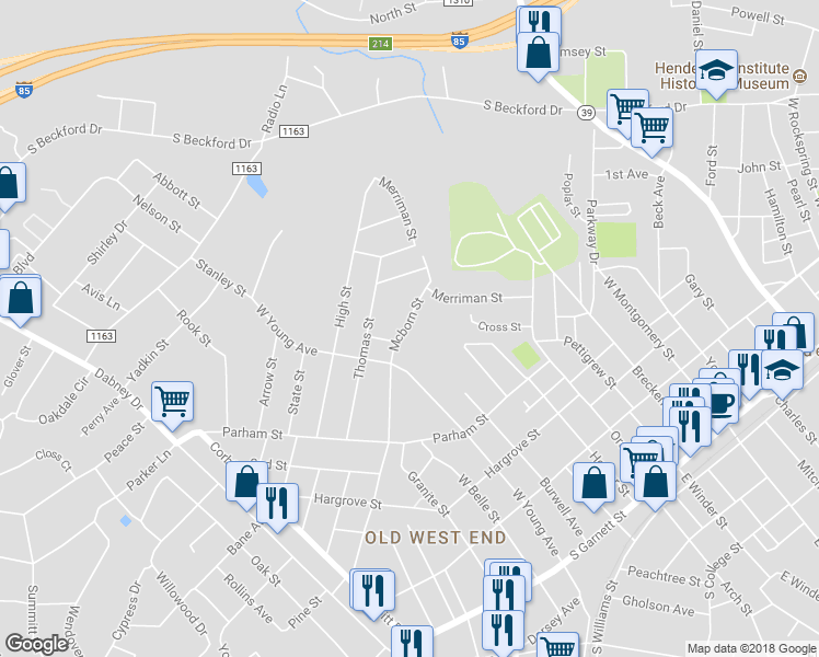 map of restaurants, bars, coffee shops, grocery stores, and more near 726 Mcborn Street in Henderson