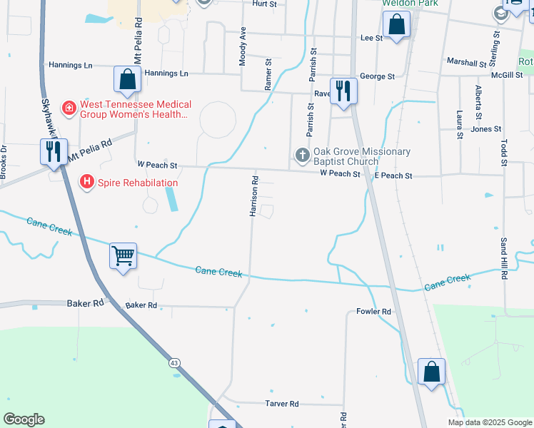 map of restaurants, bars, coffee shops, grocery stores, and more near 142 Harrison Road in Martin