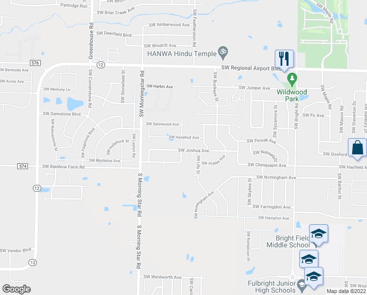 map of restaurants, bars, coffee shops, grocery stores, and more near 3001 Southwest Joshua Avenue in Bentonville