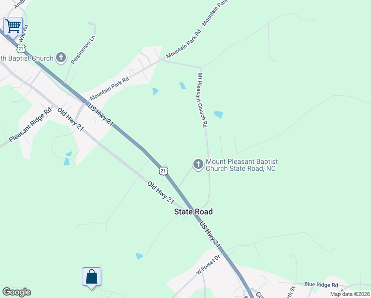 map of restaurants, bars, coffee shops, grocery stores, and more near 1432 U.S. 21 in State Road