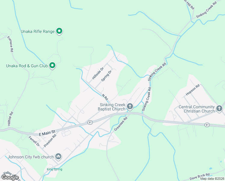 map of restaurants, bars, coffee shops, grocery stores, and more near 115 Dallas McCracken Drive in Johnson City