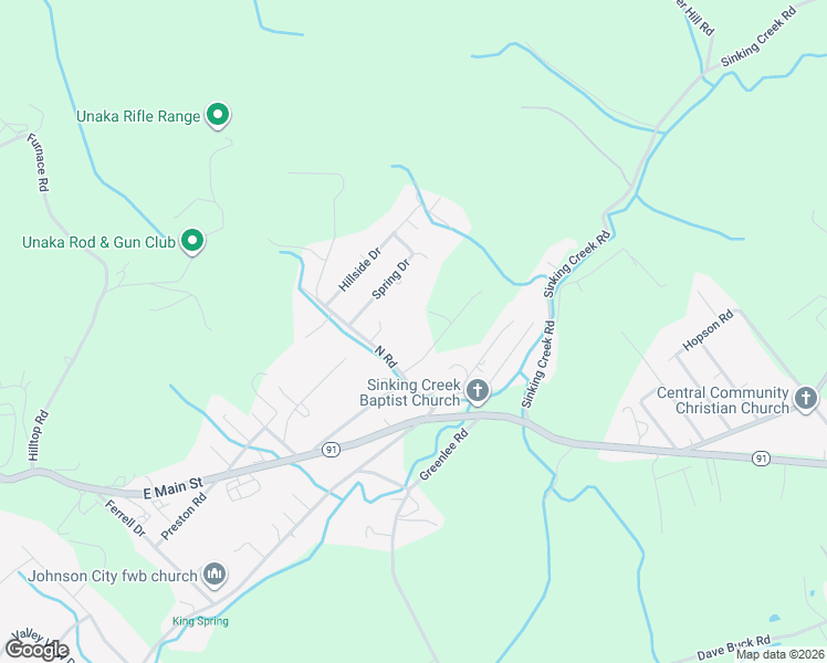 map of restaurants, bars, coffee shops, grocery stores, and more near 115 Dallas McCracken Drive in Johnson City