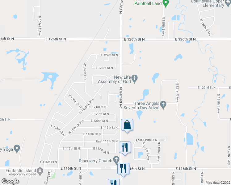 map of restaurants, bars, coffee shops, grocery stores, and more near 11107 East 121st Court North in Collinsville