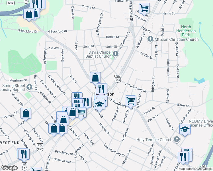 map of restaurants, bars, coffee shops, grocery stores, and more near in Henderson