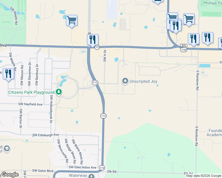 map of restaurants, bars, coffee shops, grocery stores, and more near Southwest 41st Street in Bentonville
