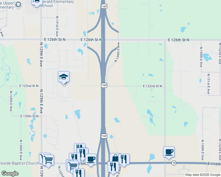 map of restaurants, bars, coffee shops, grocery stores, and more near 13911 East 122nd Street North in Collinsville