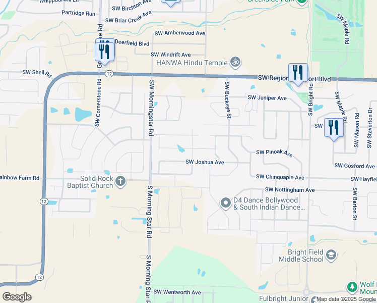 map of restaurants, bars, coffee shops, grocery stores, and more near Southwest Chickasaw Street in Bentonville