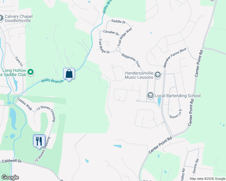 map of restaurants, bars, coffee shops, grocery stores, and more near 126 Fieldcrest Circle in Hendersonville