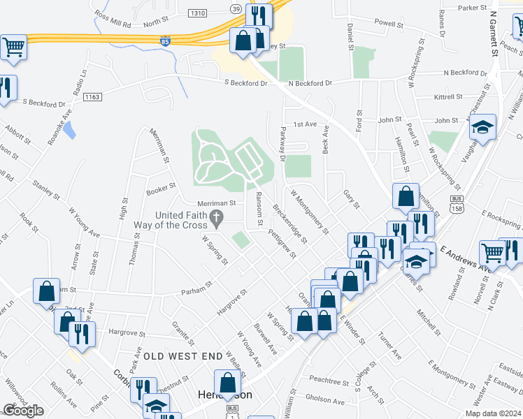 map of restaurants, bars, coffee shops, grocery stores, and more near 636 Ransom Street in Henderson