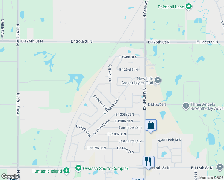 map of restaurants, bars, coffee shops, grocery stores, and more near 12145 North 107th East Place in Collinsville