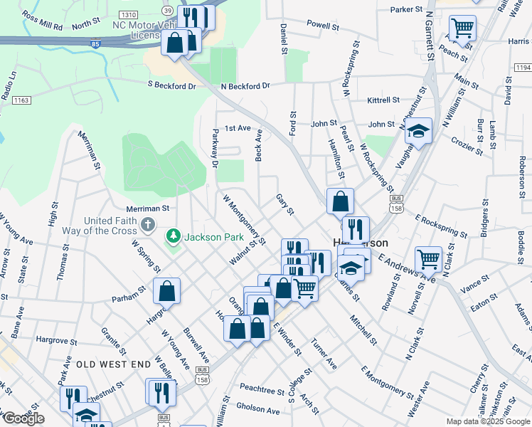 map of restaurants, bars, coffee shops, grocery stores, and more near 506 Young Street in Henderson