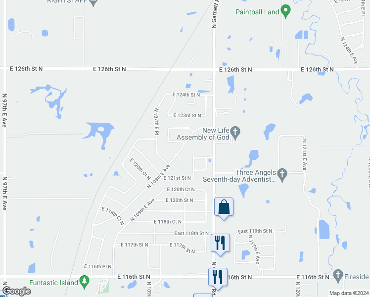 map of restaurants, bars, coffee shops, grocery stores, and more near 12161 North 108th East Avenue in Collinsville