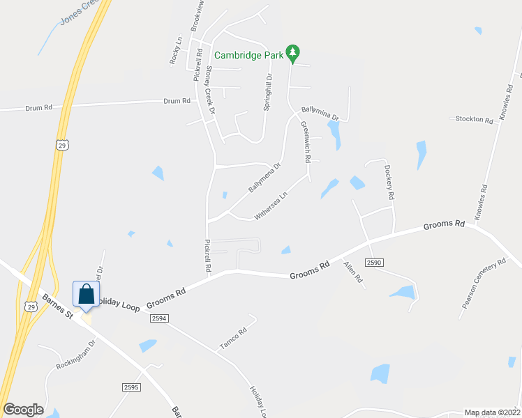 map of restaurants, bars, coffee shops, grocery stores, and more near 1624 Withersea Lane in Reidsville