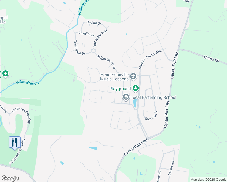 map of restaurants, bars, coffee shops, grocery stores, and more near 102 Luke Court in Hendersonville