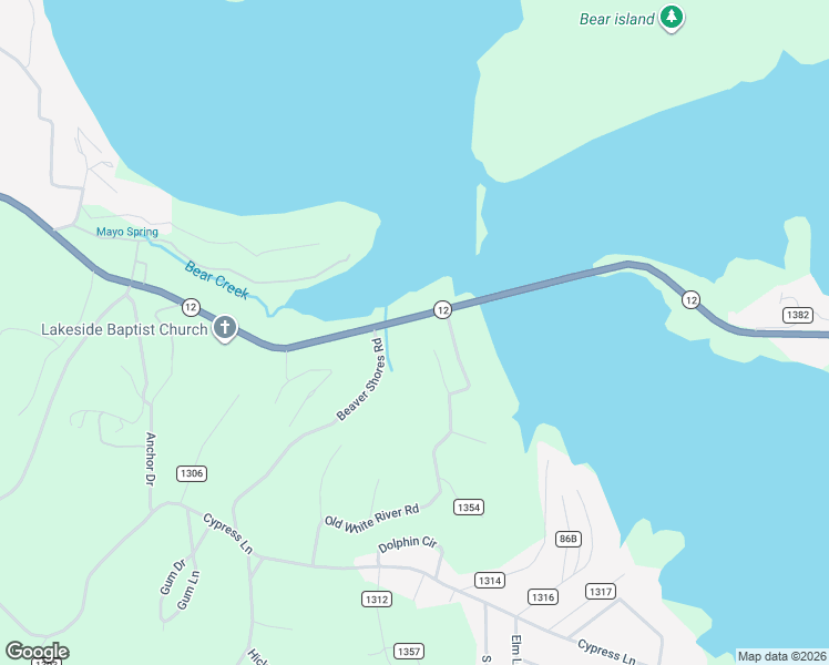 map of restaurants, bars, coffee shops, grocery stores, and more near 8395 Old White River Road in Rogers