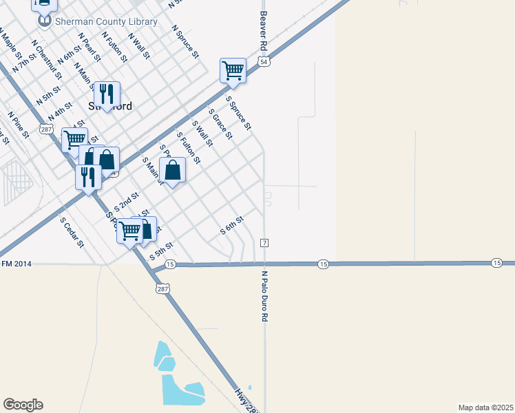 map of restaurants, bars, coffee shops, grocery stores, and more near South Wall Street in Stratford