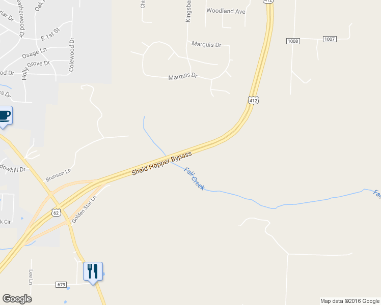 map of restaurants, bars, coffee shops, grocery stores, and more near U.S. 412 in Mountain Home