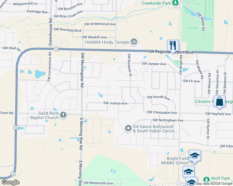 map of restaurants, bars, coffee shops, grocery stores, and more near 2802 Southwest Hazelnut Avenue in Bentonville