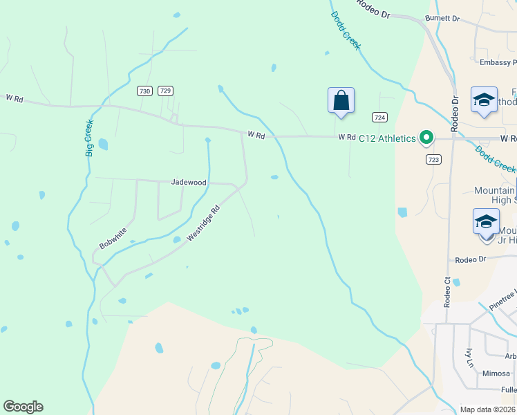 map of restaurants, bars, coffee shops, grocery stores, and more near 190 Westridge Road in Mountain Home