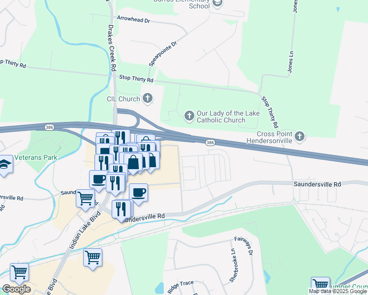 map of restaurants, bars, coffee shops, grocery stores, and more near 130 Cinema Drive in Hendersonville