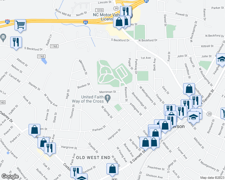 map of restaurants, bars, coffee shops, grocery stores, and more near 424 Merriman Street in Henderson