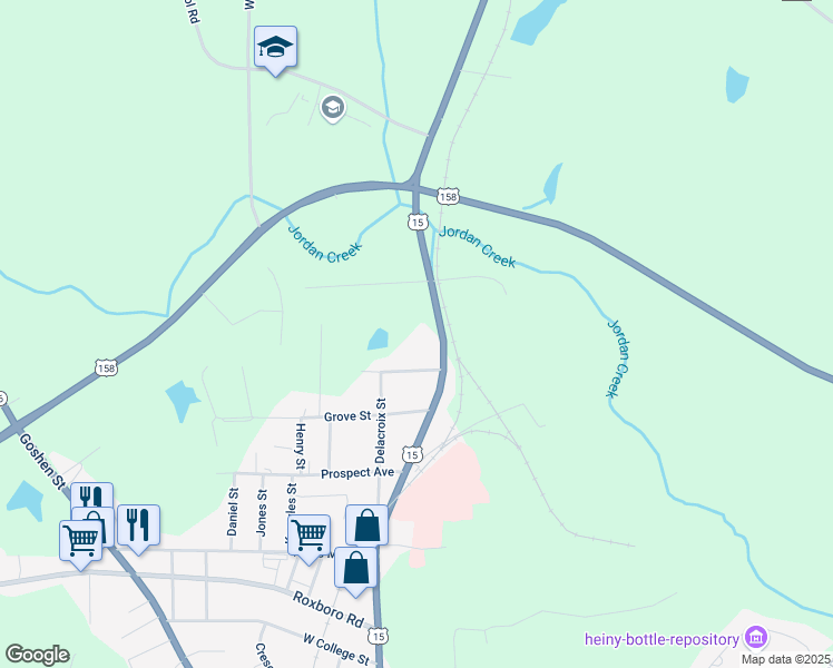 map of restaurants, bars, coffee shops, grocery stores, and more near 1311 College Street in Oxford