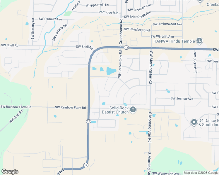 map of restaurants, bars, coffee shops, grocery stores, and more near 4204 Southwest Cornerstone Road in Bentonville