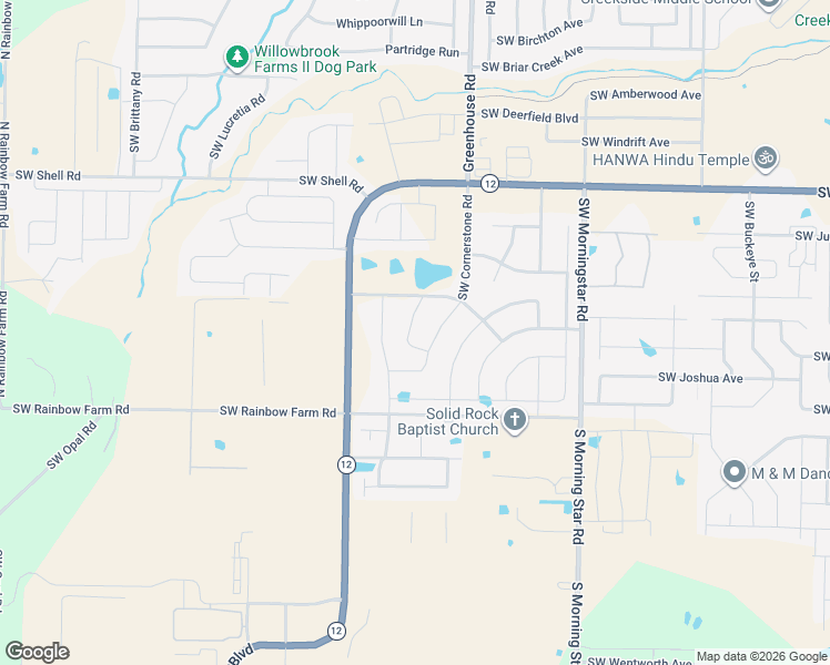 map of restaurants, bars, coffee shops, grocery stores, and more near 4204 Southwest Cornerstone Road in Bentonville
