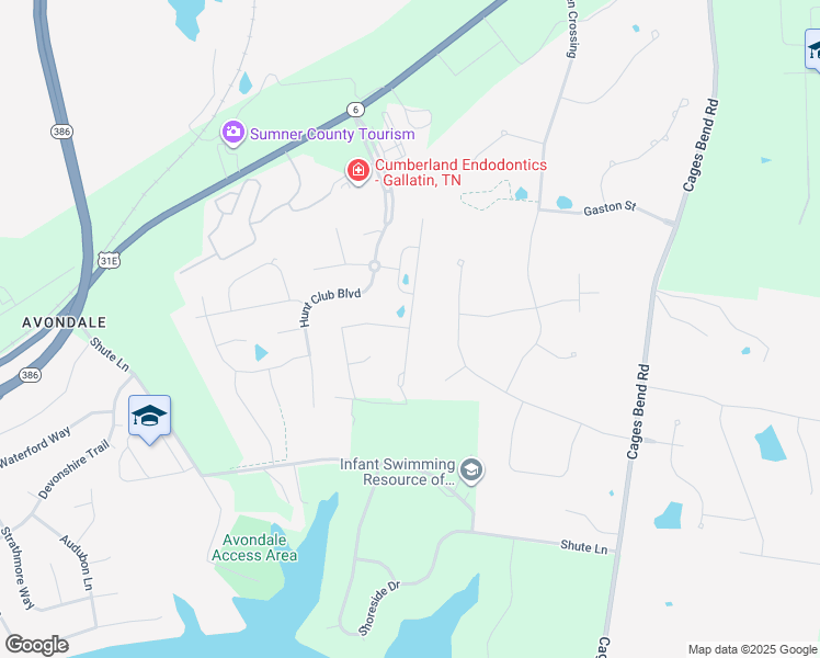map of restaurants, bars, coffee shops, grocery stores, and more near 204 Higginson Place South in Gallatin