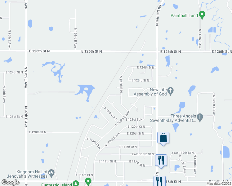 map of restaurants, bars, coffee shops, grocery stores, and more near 10727 East 122nd Street North in Collinsville