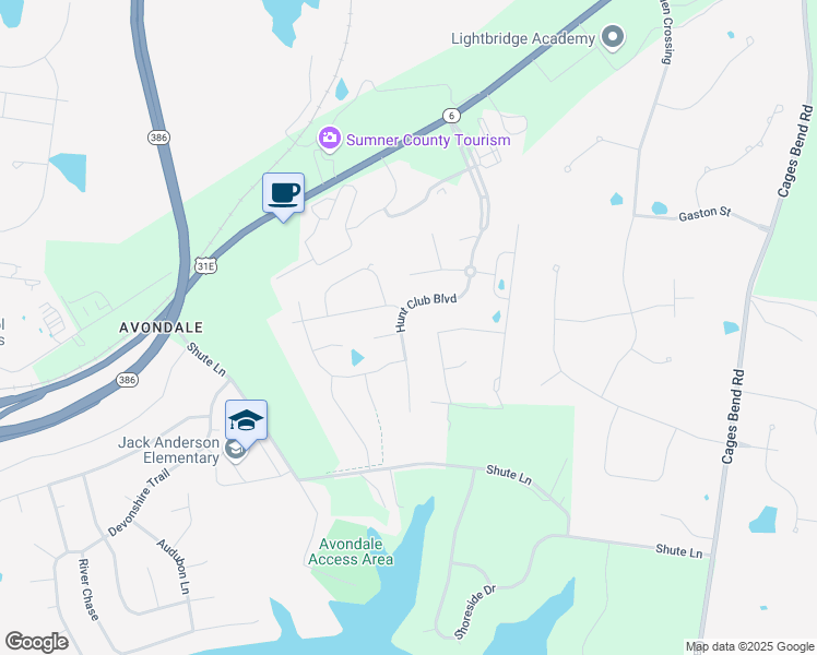 map of restaurants, bars, coffee shops, grocery stores, and more near 1567 Hunt Club Boulevard in Gallatin