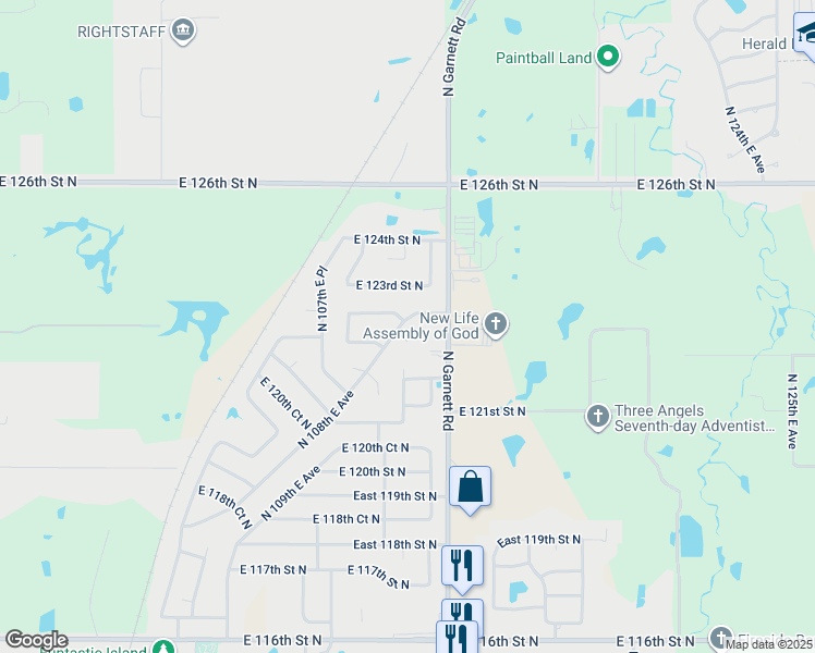 map of restaurants, bars, coffee shops, grocery stores, and more near 12195 North 108th East Avenue in Collinsville