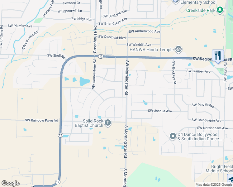 map of restaurants, bars, coffee shops, grocery stores, and more near 4005 Southwest Rhinestone Boulevard in Bentonville